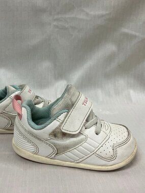 Tsukihoshi Toddler Racer Sneakers Kids Size 6 White Pink Hook Loop Strap Shoes